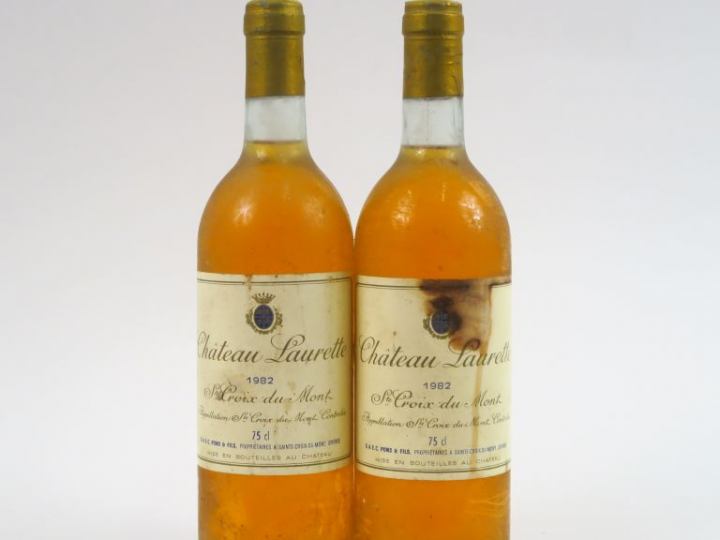 2 BOUTEILLES CHÂTEAU LAURETTE STE CROIX DU MONT - 1982 - BG/ET