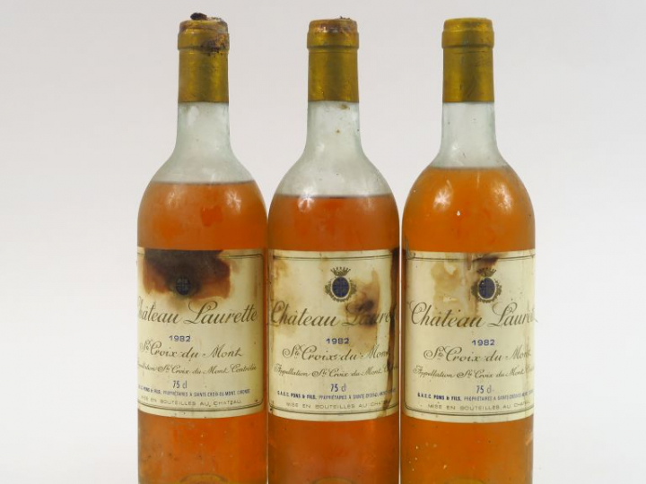 3 BOUTEILLES CHÂTEAU LAURETTE STE CROIX DU MONT - 1982 - 1 MEP/2 BEP/E