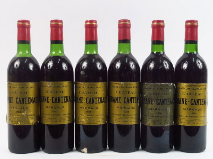 6 BOUTEILLES CHÂTEAU BRANE CANTENAC GCC MARGAUX - 1980 - 4 LB/2 HEP/4 
