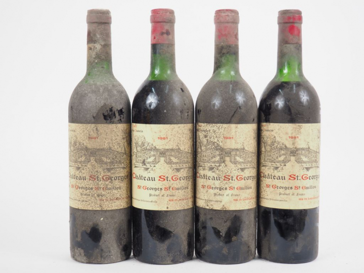 4 BOUTEILLES CHÂTEAU ST GEORGES - 1981 - 3 HEP/1 MEP/BS