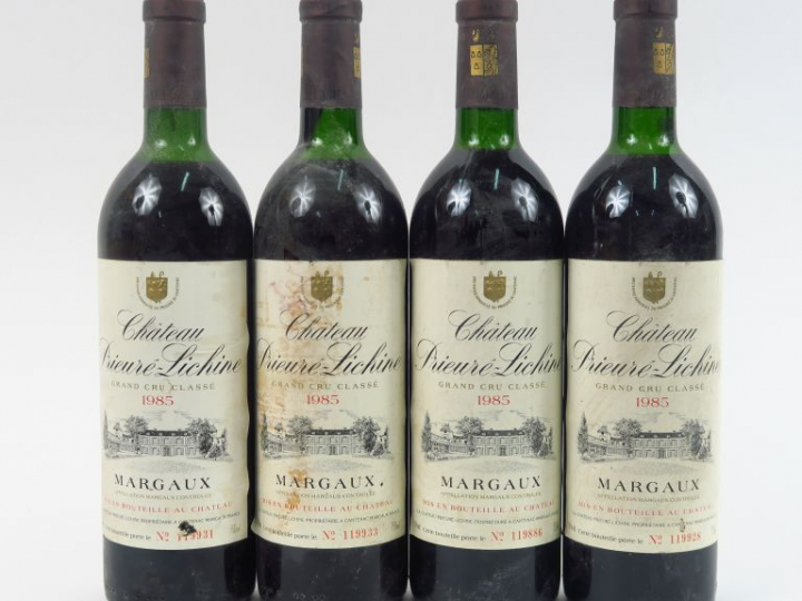 4 BOUTEILLES CHÂTEAU PRIEURE LICHINE GCC MARGAUX - 1985 - 1 BG/1 LB/2 