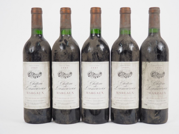 5 BOUTEILLES CHÂTEAU LAMOUROUX MARGAUX - 1987 - BG/BS