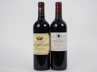 Vente aux enchères 2 BOUTEILLES MARGAUX : 1 TERTRE DAUGAY GCC 2005 - 1 CHÂTEAU BEL AIR MA