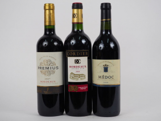 Vente aux enchères 3 BOUTEILLES : 1 MEDOC 2008 - 1 PREMIUS 2007 - 1 CORDIER COLLECTION PR