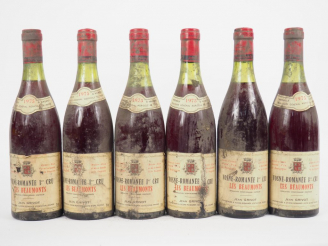 Vente aux enchères 6 BOUTEILLES VOSNE ROMANEE 1er CRU 'LES BEAUMONTS' J. GRIVOT - 1975 - 