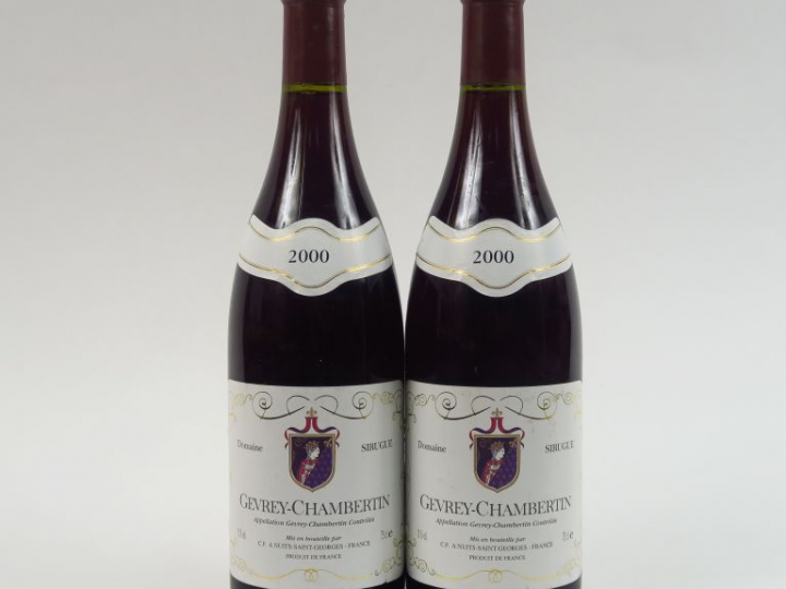 2 BOUTEILLES GEVREY CHAMBERTIN DOMAINE SIRUGUE - 2000 - 0,5 CM