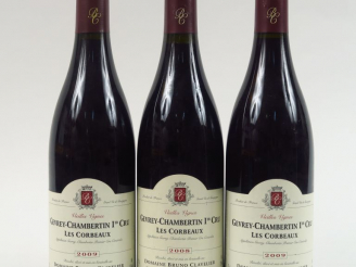 Vente aux enchères 3 BOUTEILLES GEVREY CHAMBERTIN 1er CRU 'LES CORBEAUX' V.V. B. CLAVELIE