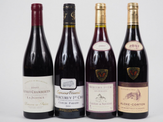 Vente aux enchères 4 BOUTEILLES : 1 GEVREY CHAMBERTIN 'LA JUSTICE'  BROCHON 2007 - 1 ALOX