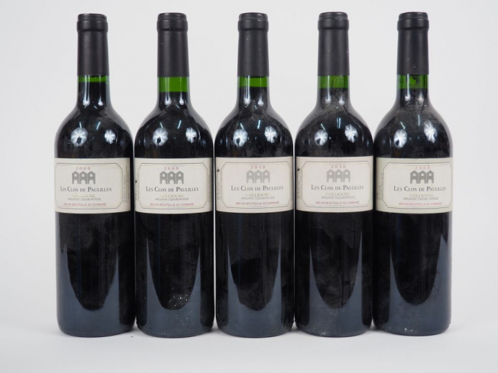5 BOUTEILLES LES CLOS DE PAULILLES COLLIOURE - 1 de 2005 - 2 de 2009 -