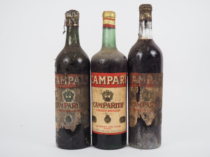 3 VIEILLES BOUTEILLES CAMPARITIF CAMPARI