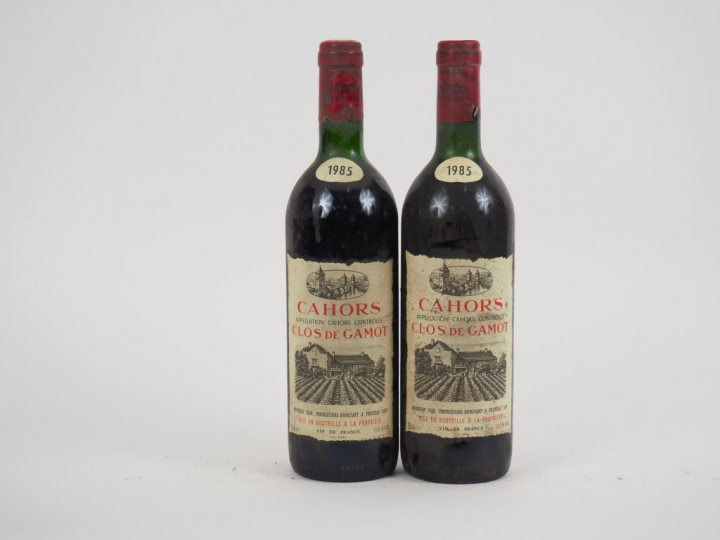 2 BOUTEILLES CLOS DE GAMOT CAHORS - 1985 - 1 BG/1 LB