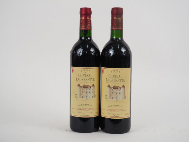 2 BOUTEILLES CHÂTEAU LAGREZETTE CAHORS - 1996 - BG