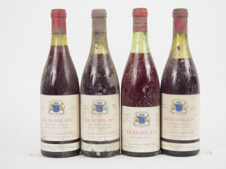4 BOUTEILLES BEAUJOLAIS COMTE DE LAGUICHE - 1 de 1964 4 CM/3 de 1966 3
