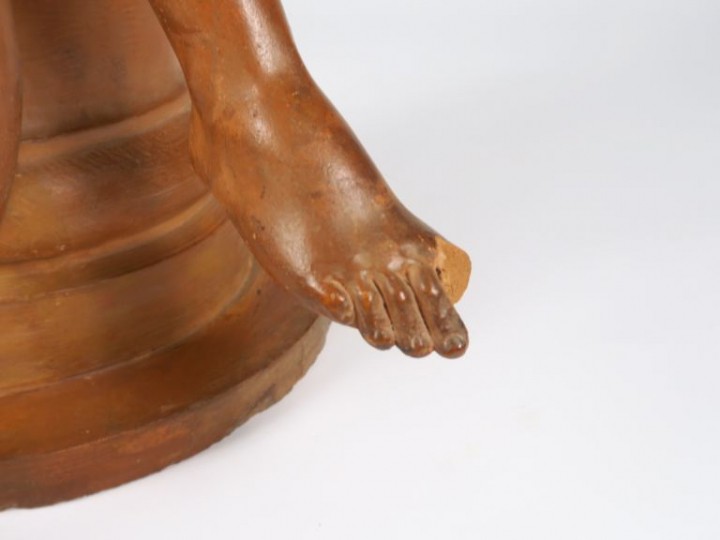 A. CARRIER BELLEUSE. "Jeune fille aux amphores". Sculpture en terre cu