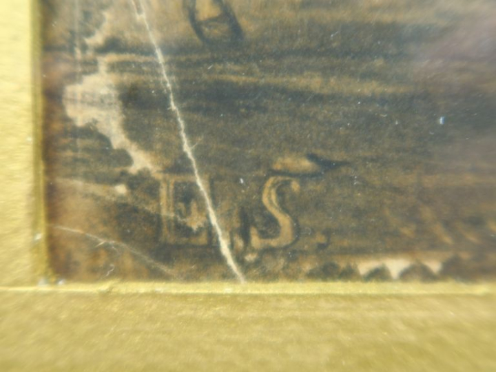 Ecole provençale ou italienne XIXe. "Manadiers et leur troupeau".  Des