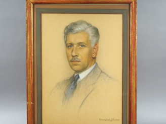Vente aux enchères BRADFORD-JOHNSON.  "Portrait d'homme à la moustache". Dessin, signé en