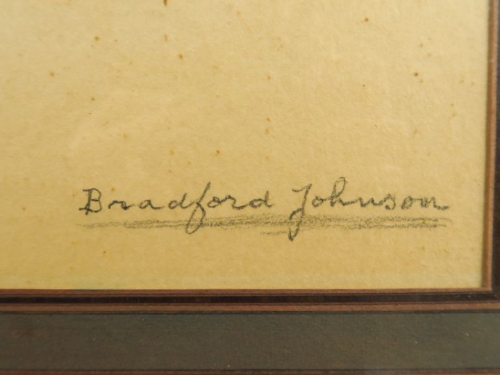 BRADFORD-JOHNSON.  "Portrait d'homme à la moustache". Dessin, signé en