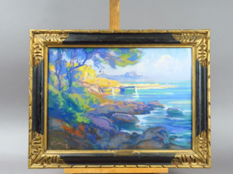 Vente aux enchères FORTUNEY. "Bord de mer".  Pastel, signé en bas à gauche. Dim. : 34 x 4