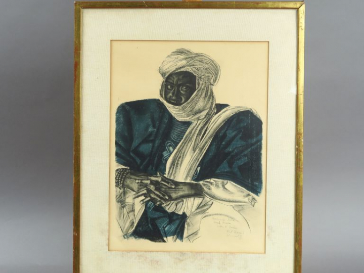 A. IACOVLEFF. "Portraits de Sultans".  Paire de lithographies en coule