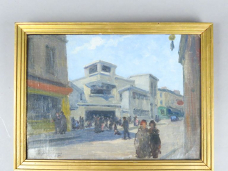 Vente aux enchères NATTER. " La synagogue, rue Julien Lacroix à Paris".  Huile sur toile,