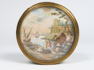 Vente aux enchères Boite fin XVIIIème-début XIXème en galuchat, couvercle orné d'une mini