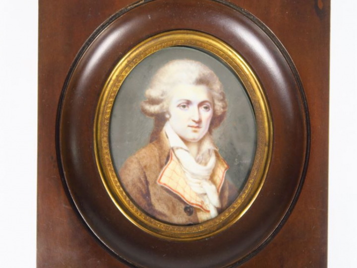 SERGENT. "Portrait présumé de Fabre d'Eglantine". Miniature sur ivoire
