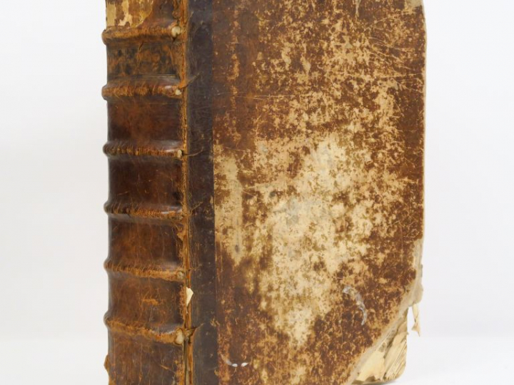 Bible XVIème (incomplète de sa page de titre, reliure fort usagée).