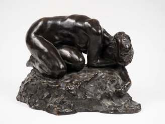 Vente aux enchères M. L. CLADEL."'Nue".  Sculpture en bronze en patine brune, signée et d