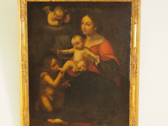 Vente aux enchères Ecole vénitienne XVIIe. "Vierge à l'enfant avec le petit saint Jean-Ba