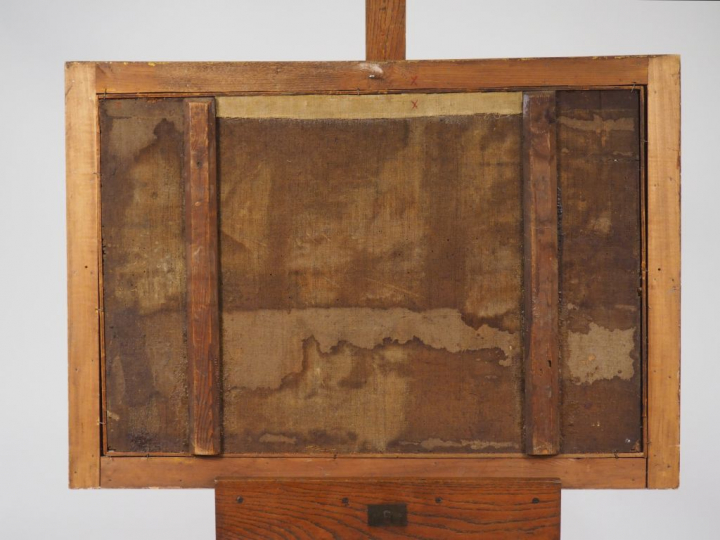 Ecole française XVIIème. "Scène de bataille". Huile sur panneau. Dim. 