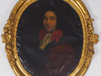 Vente aux enchères Ecole française XVIIIème. "Portrait d'homme". Huile sur toile dans un 