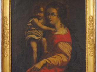 Vente aux enchères Ecole française fin XVIIIème début XIXème. "Vierge à l'enfant". Huile 