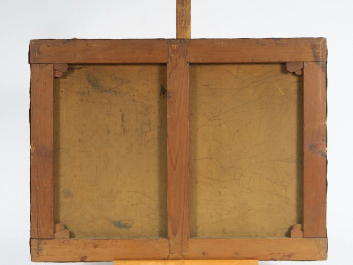 Ecole française XIXème. "le marché aux cochons". Huile sur toile. Dim.