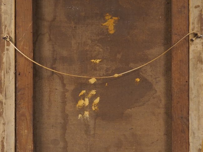 Ecole française XIXème. "Portrait de jeune femme à la robe noire". Hui