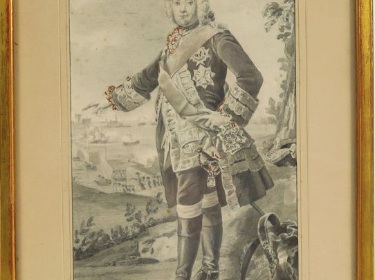 Ecole française XIXe. "Portrait de Louis XIV". Dessin. Dim. : 20,5 x 1