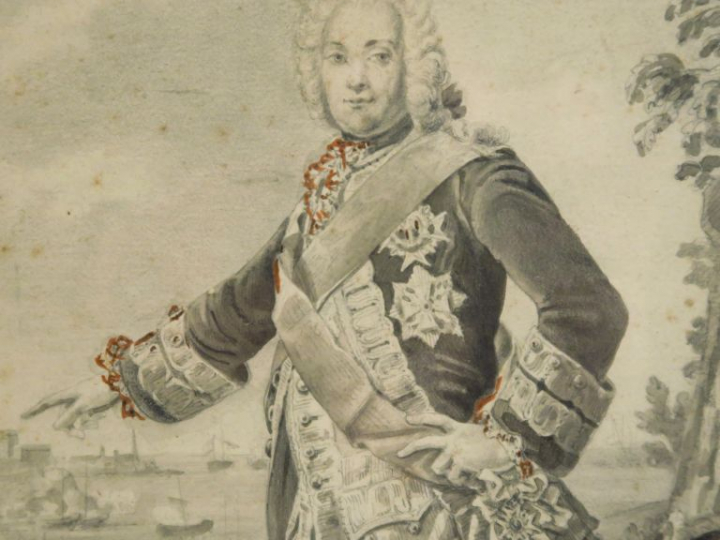 Ecole française XIXe. "Portrait de Louis XIV". Dessin. Dim. : 20,5 x 1