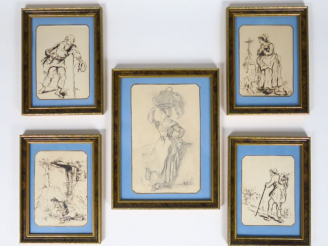 Vente aux enchères Ensemble de 13 dessins au crayon et à la plume et un carnet de croquis