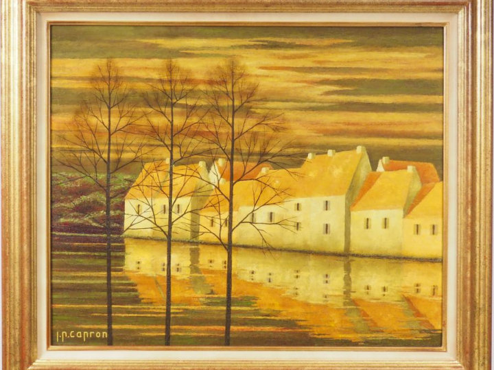 Jean-Pierre CAPRON. "Lumière à la tombée du jour". Huile sur toile. Si
