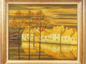 Vente aux enchères Jean-Pierre CAPRON. "Lumière à la tombée du jour". Huile sur toile. Si
