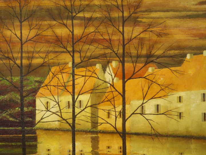 Jean-Pierre CAPRON. "Lumière à la tombée du jour". Huile sur toile. Si