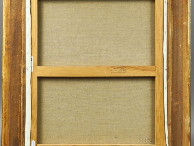 Pierre CORNU. "Maternité". Huile sur toile, signée en bas à gauche. Di