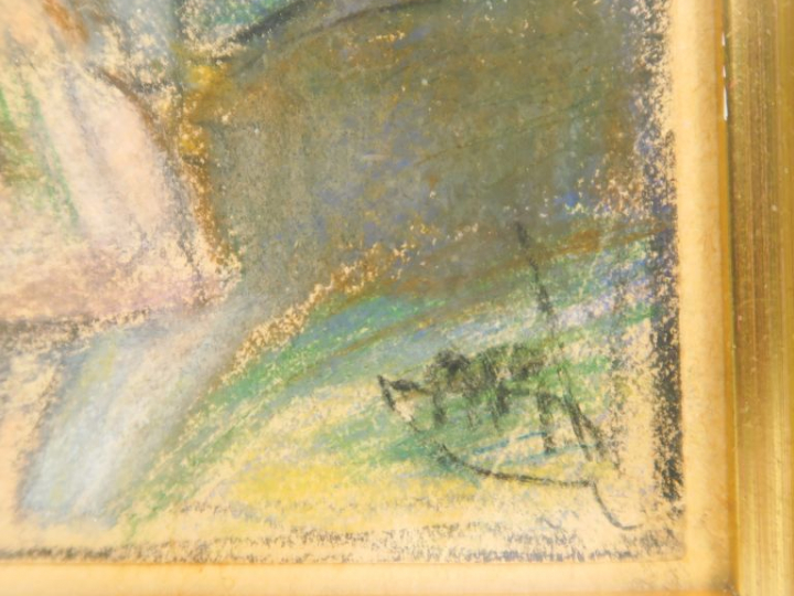 Théodore FRIED. "Le bain". Pastel, signé en bas à droite. Dim. : 12 x 