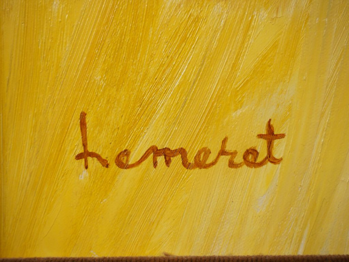 HEMERET. "Le hameau". Huile sur toile, signée en bas à gauche.  Dim. 4