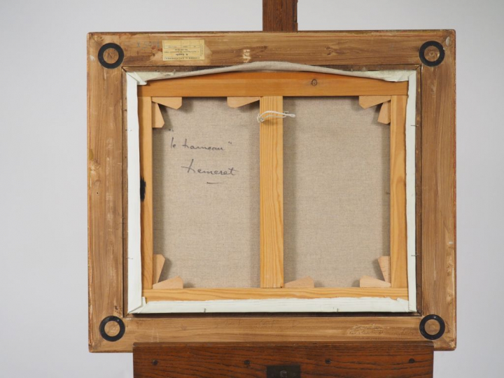 HEMERET. "Le hameau". Huile sur toile, signée en bas à gauche.  Dim. 4