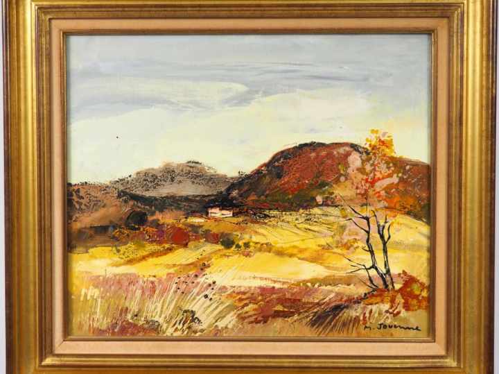 Michel JOUENNE. "Le mas perdu". Huile sur toile, signée en bas à droit
