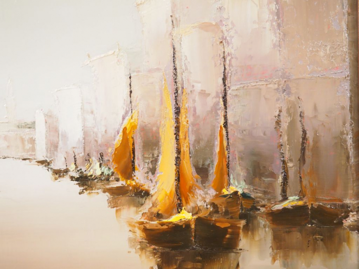 Louis LAMARQUE. "Canal à Venise". Huile sur toile, signée en bas à gau