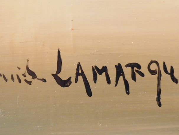 Louis LAMARQUE. "Canal à Venise". Huile sur toile, signée en bas à gau