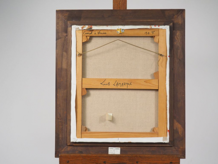 Louis LAMARQUE. "Canal à Venise". Huile sur toile, signée en bas à gau