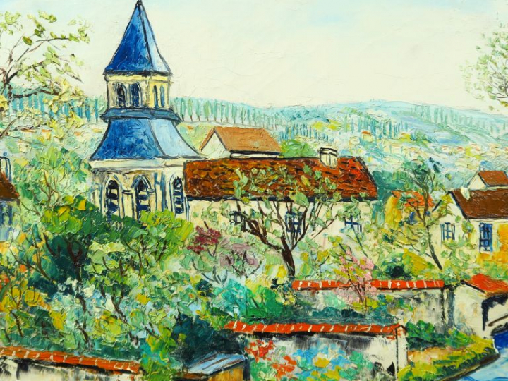 E. MACLET. " Le moulin". Huile sur toile, signée en bas à gauche. Dim.