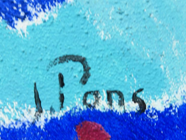 J. PONS. "Pêcheurs remontant leurs filets". Huile sur toile, signée en